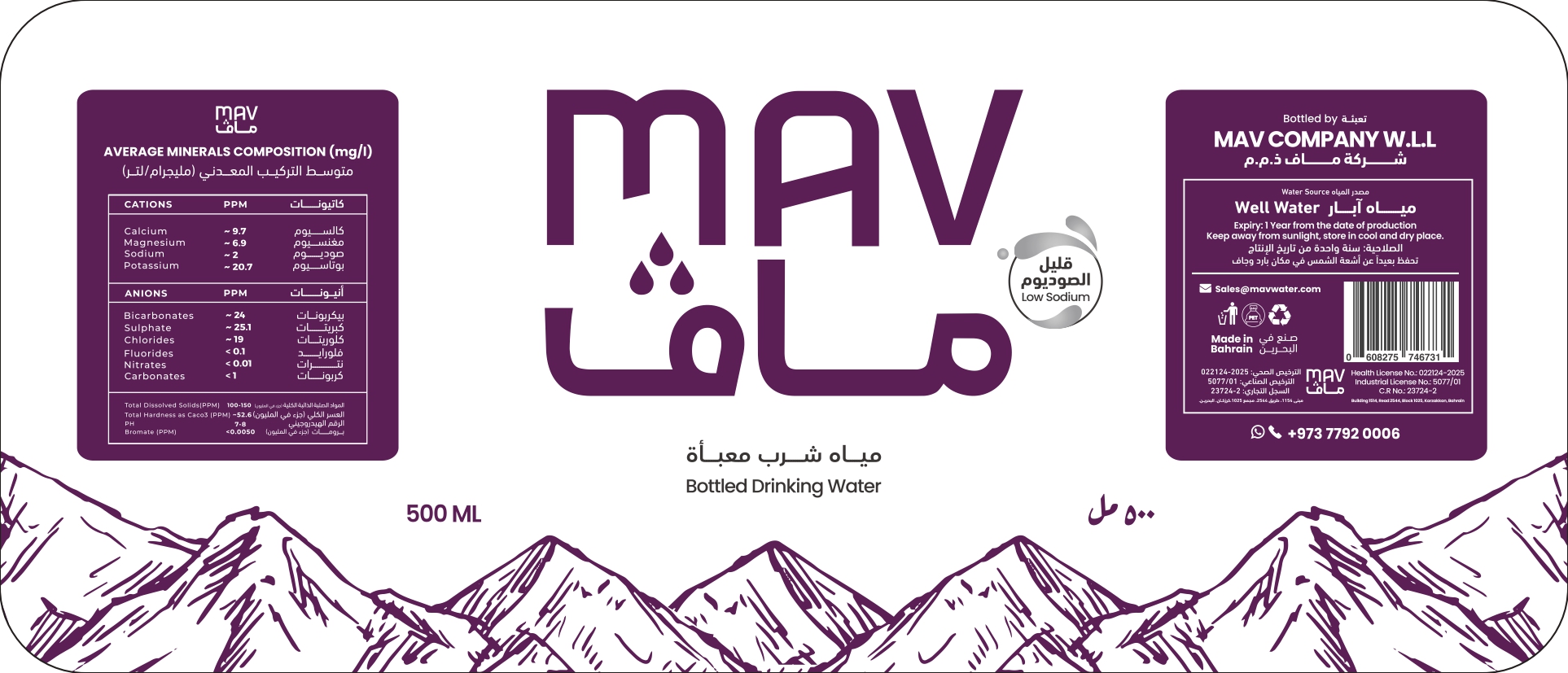 Professional Label Design Example - MAV Water Bottle